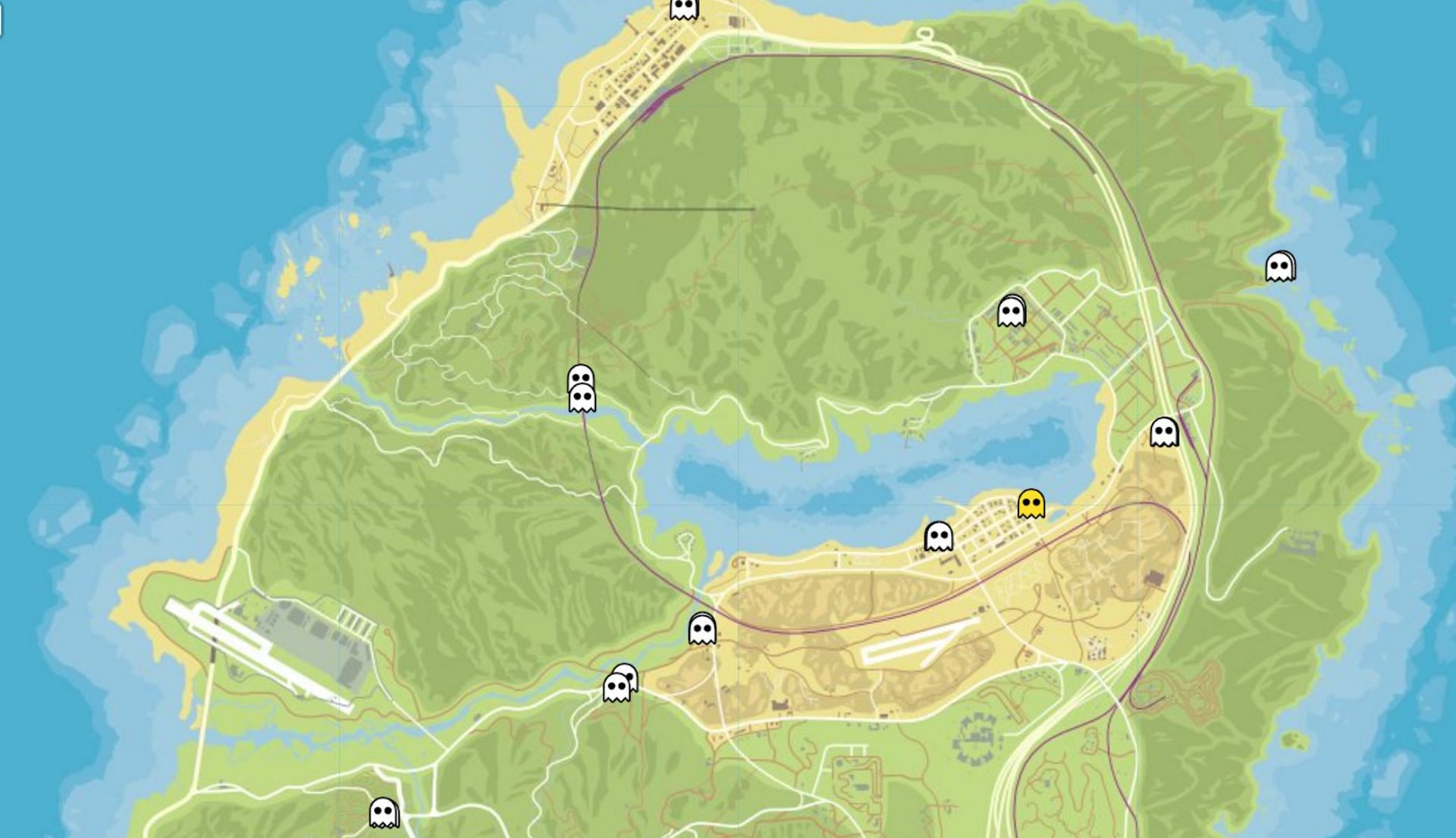 Another map showing off all duplicate locations (Image via GTAWeb.eu)