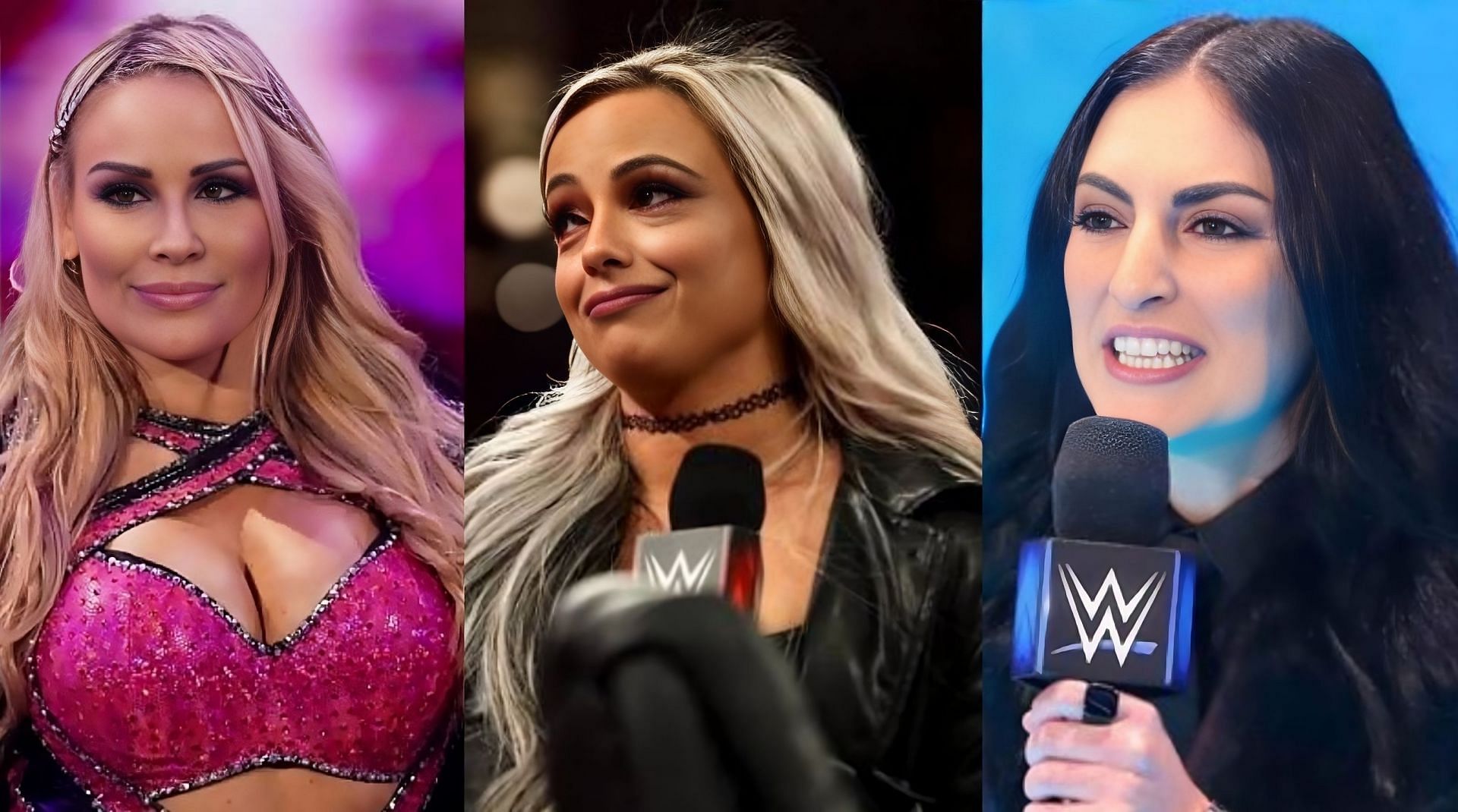 Natalya(left), Liv Morgan(middle) and Sonya Deville(right) 