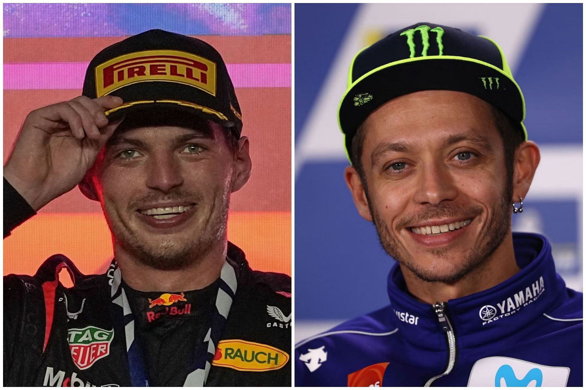 Max Verstappen (L) and Valentino Rossi (R) (Collage via Sportskeeda)