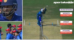 [Watch] Afghanistan take a brilliant review to dismiss Dimuth Karunaratne in AFG vs SL 2023 World Cup clash