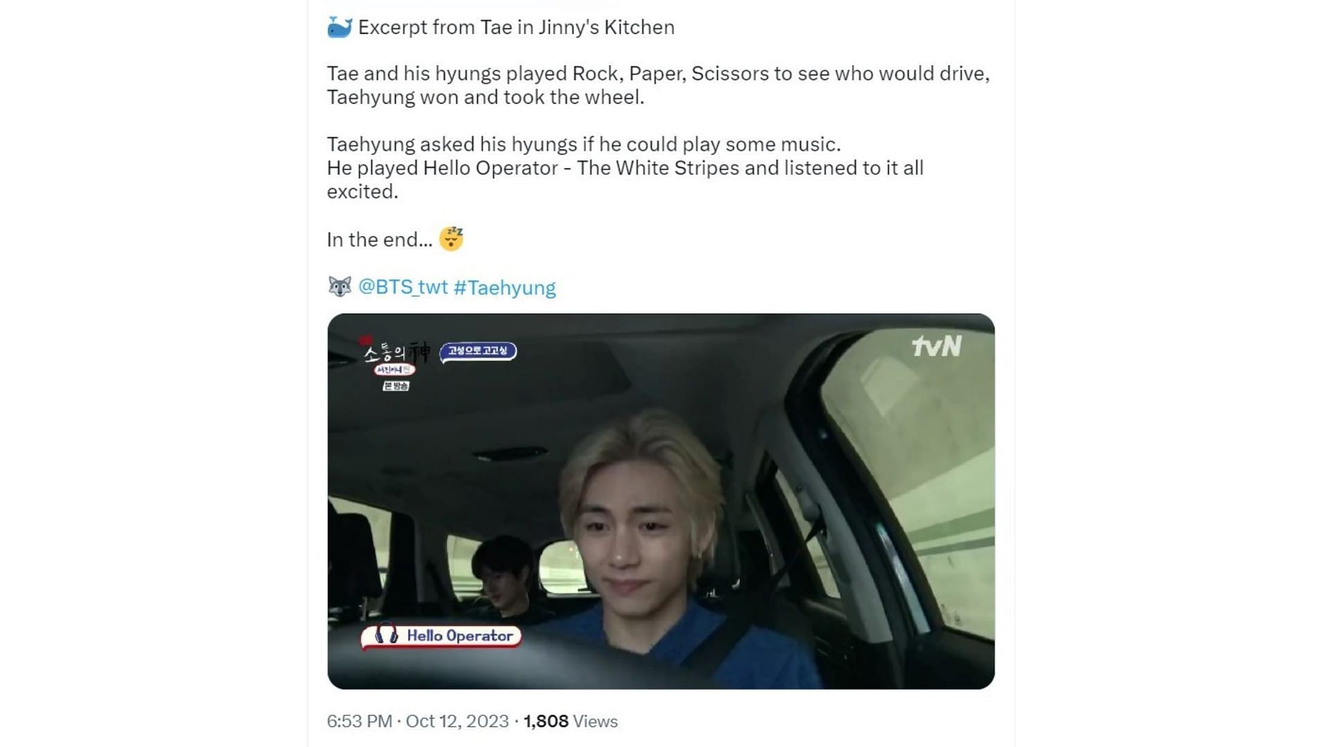 V wins rock paper scissors and drives his hyungs (Google translation of the original post by X/PWHALIEN_)