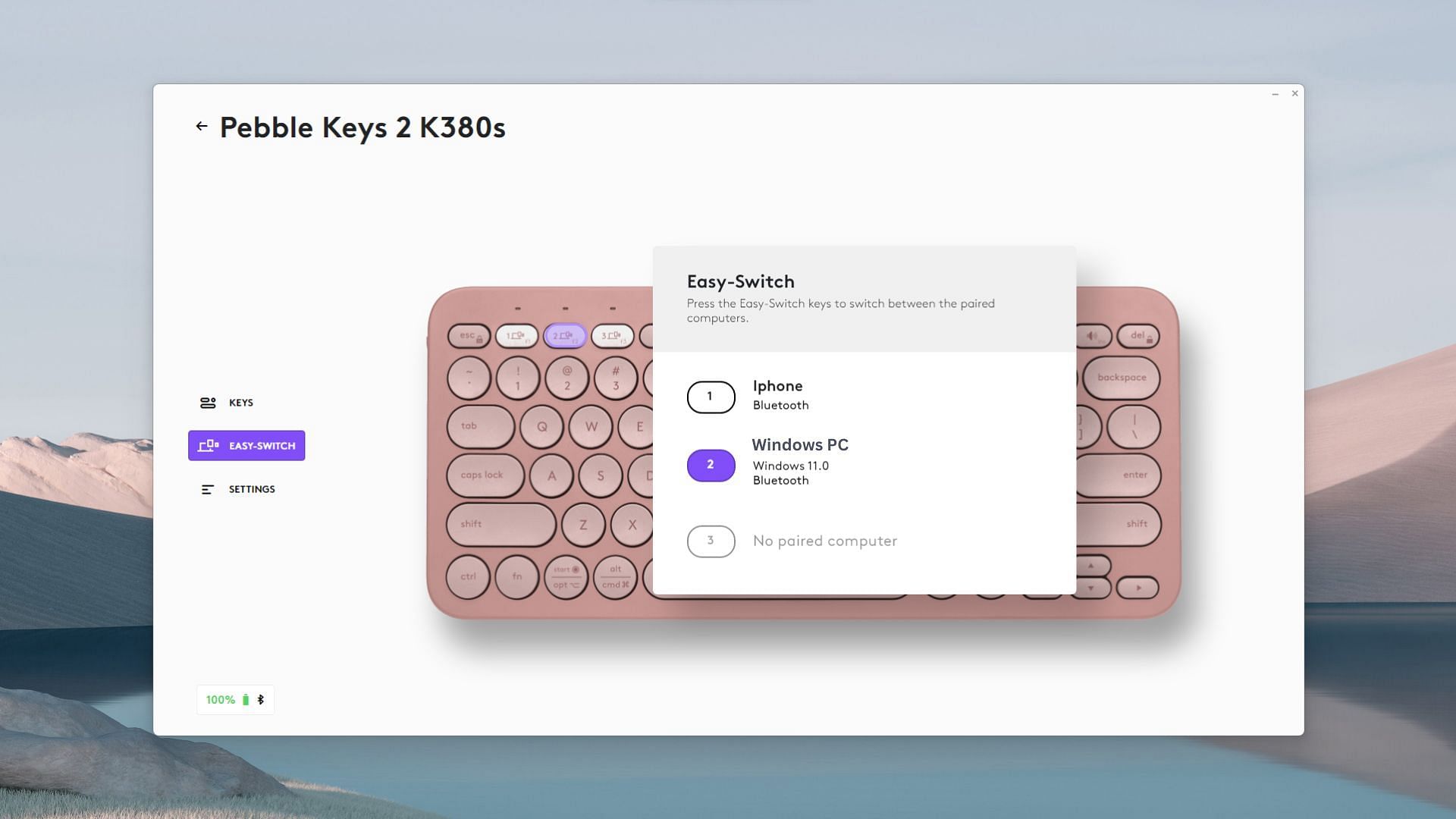 The Easy Switch option on the K380s keyboard (Image via Sportskeeda)