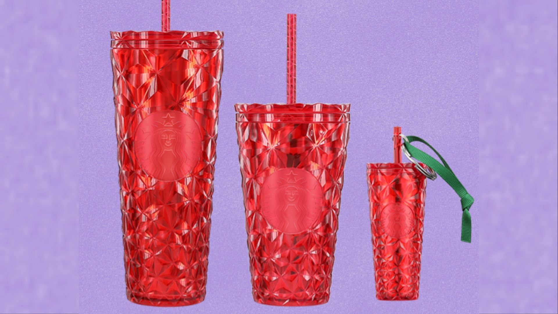Poinsettia Red Prism Cold Cups and Ornament (Image via Starbucks)