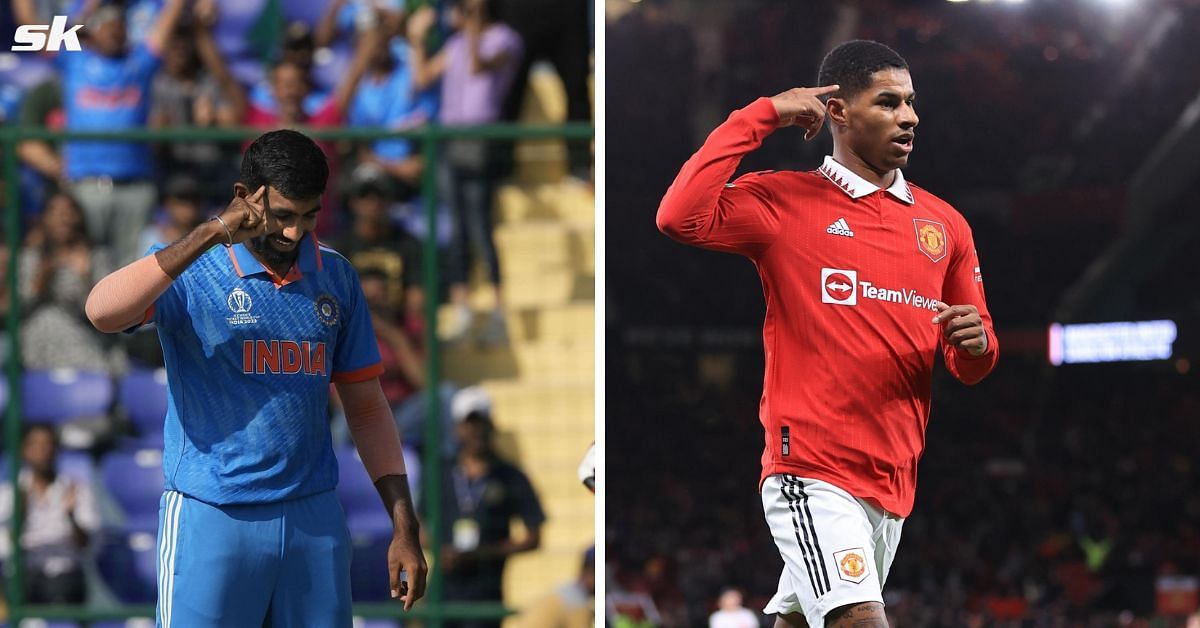 Team India fast bowler Jasprit Bumrah (left) and Manchester United attacker Marcus Rashford