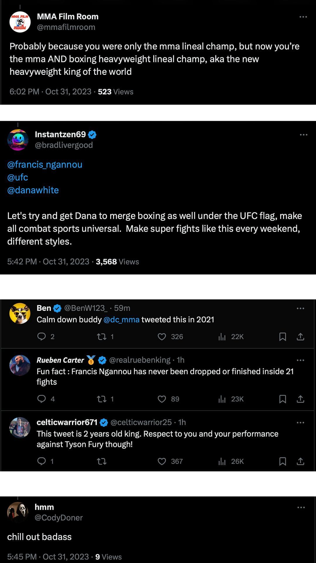 Fans react to Ngannou&#039;s tweet