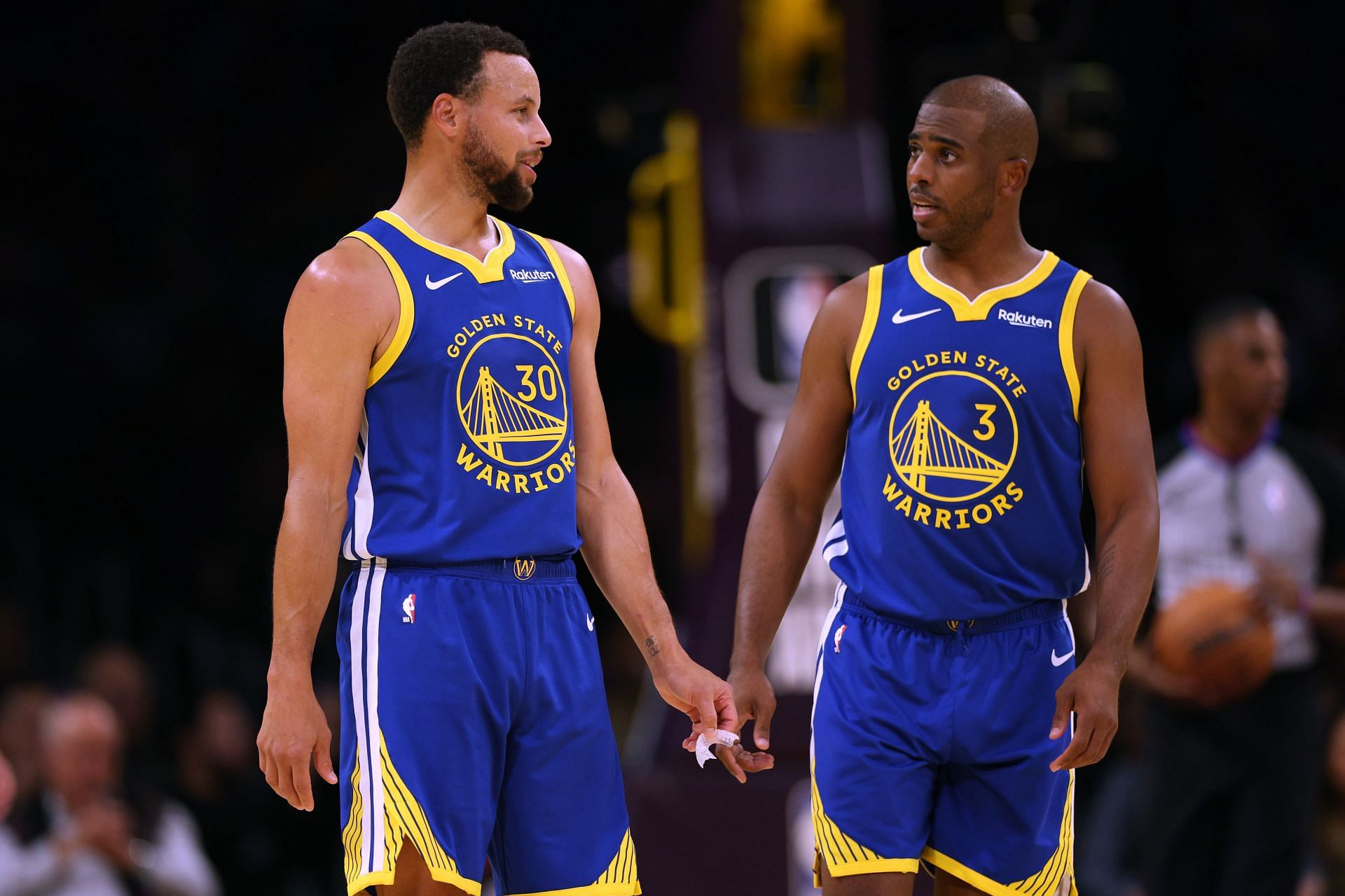 Golden State Warriors guards Stephen Curry and Chris Paul