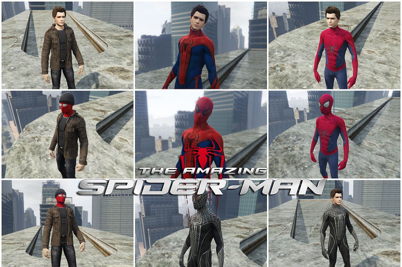 Various costumes included in this GTA 5 mod (Image via gtav_KWABZ)