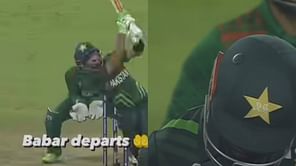 [Watch] Babar Azam loses his wicket cheaply while trying to hit a 6 in PAK vs BAN 2023 World Cup match