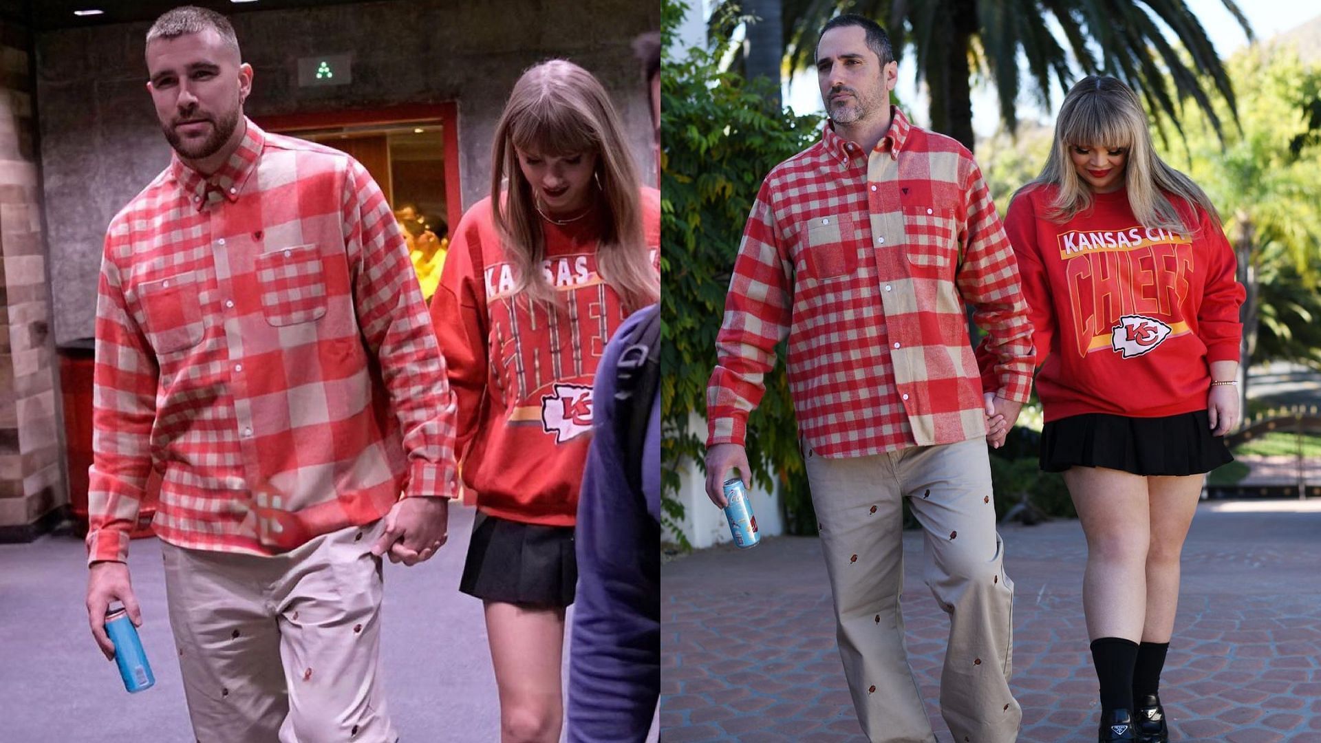 Internet couple dressed up as Taylor Swift and Travis Kelce for Halloween.
