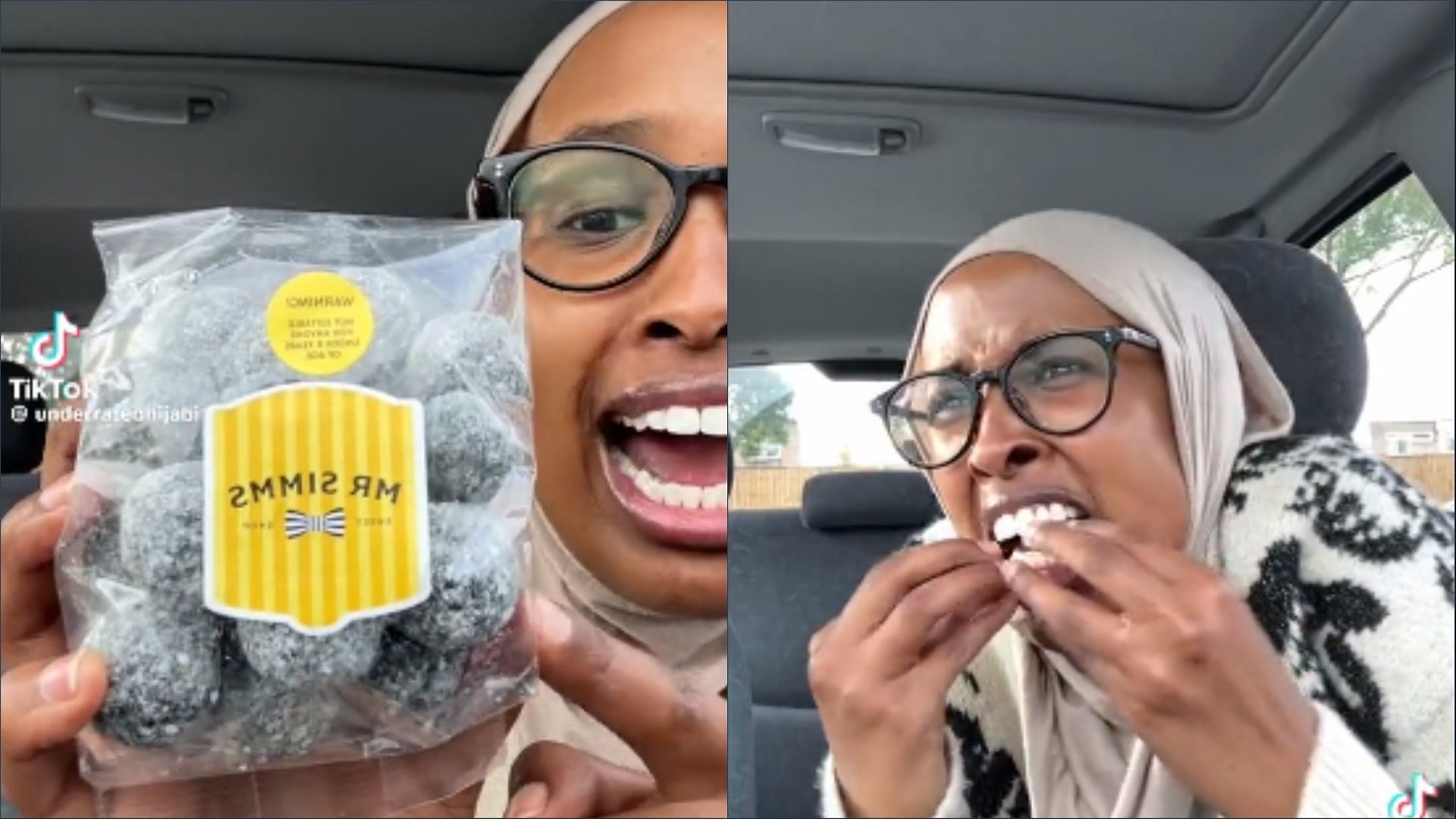 Popular Tiktok Creator @underratedhijabi took on the #megasourchallenge (Image via @underratedhijabi/ TikTok)