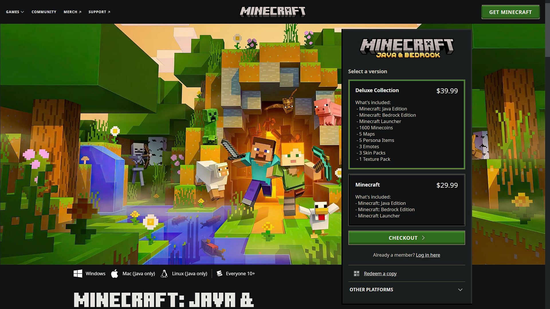Both Java and Bedrock Editions can be purchased on PC for $29.99. (Image via Sportskeeda)