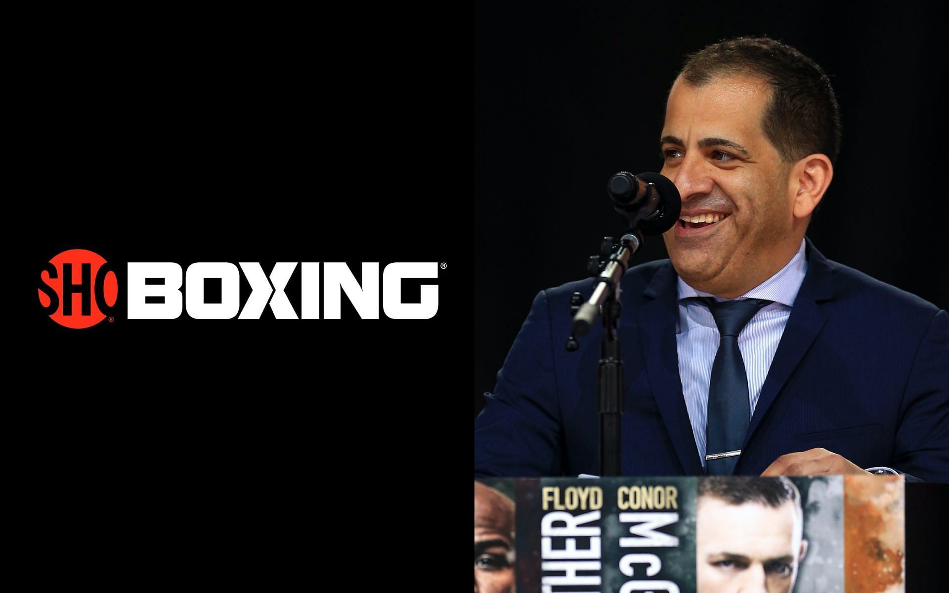 Showtime Boxing logo and Stephen Espinoza [Image credits: Getty Images and @HappyPunch on X]