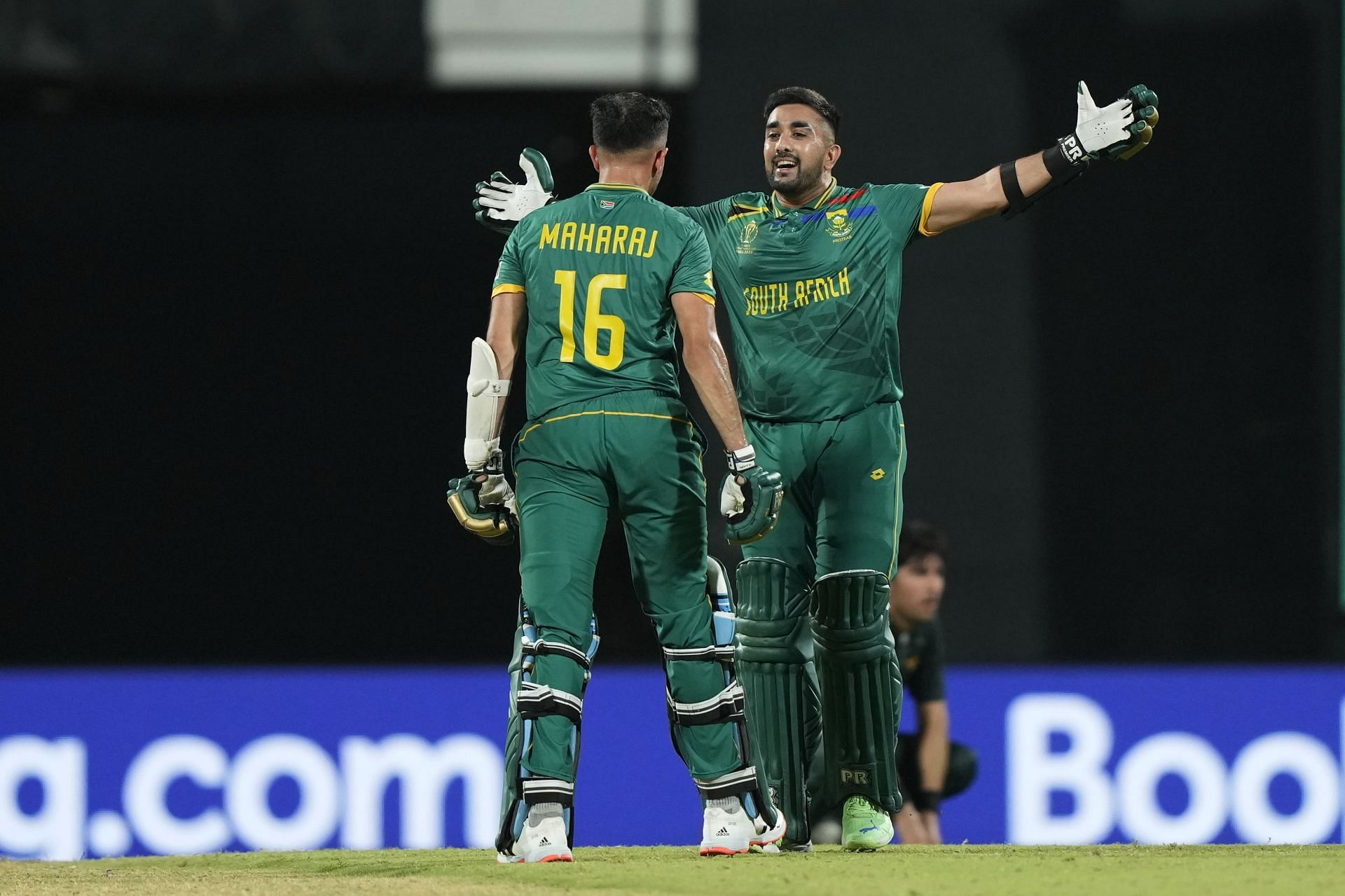 Tabraiz Shamsi and Keshav Maharaj in jubilation after the win [Getty Images]