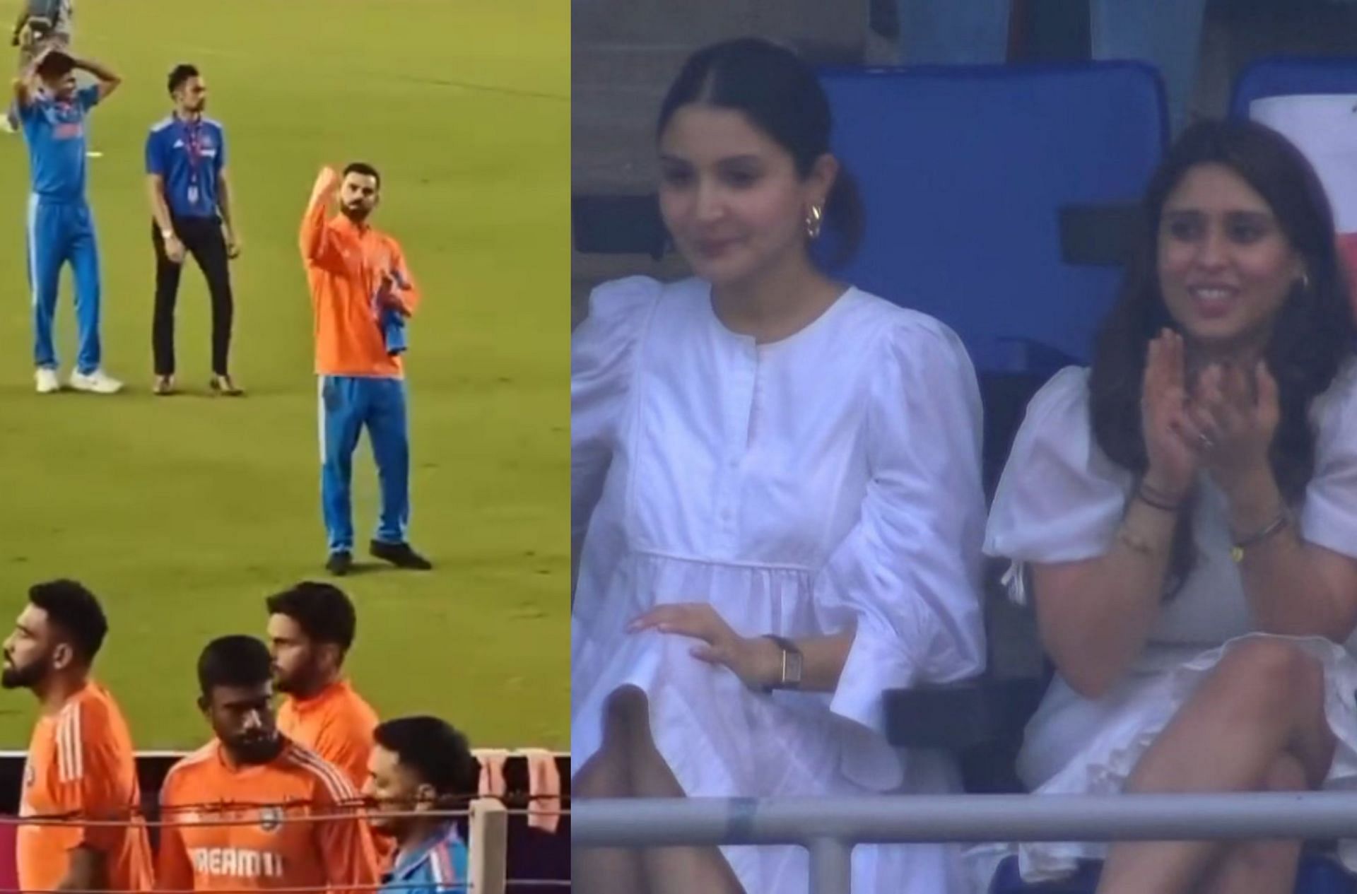 Virat Kohli interacting with his wife after the match on Saturday. 