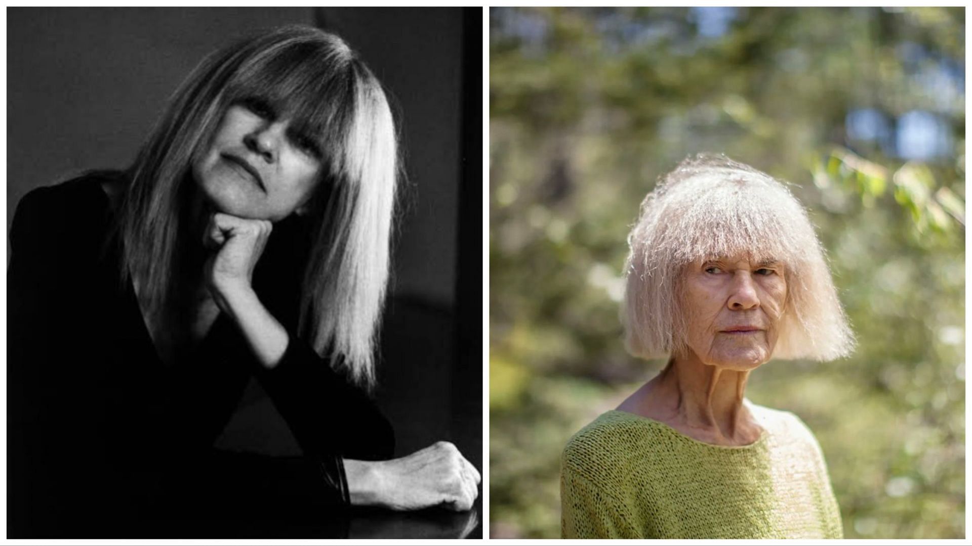 Two portraits of Carla Bley (Images via Twitter handle @dark_shark and @anthony__wilson)