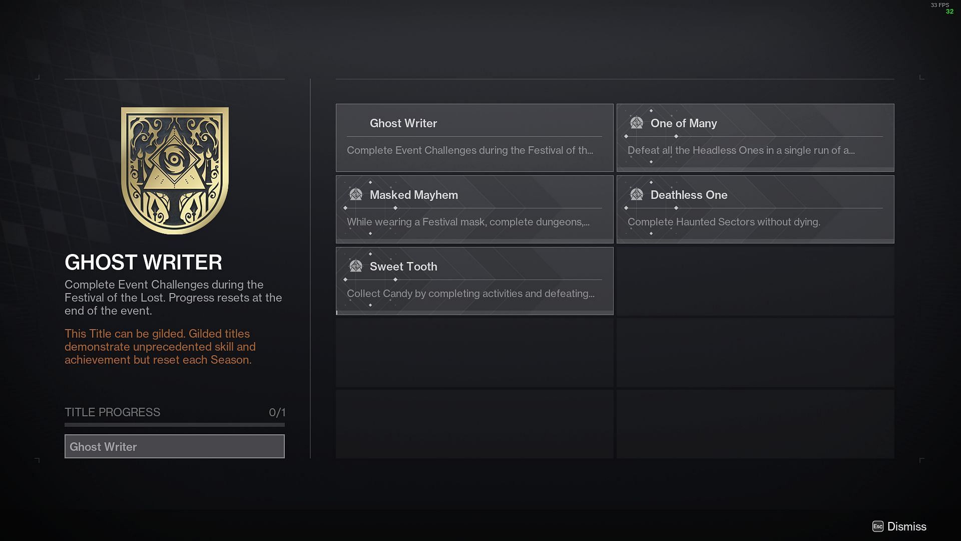 All triumphs required to guild the seal (Image via Bungie)