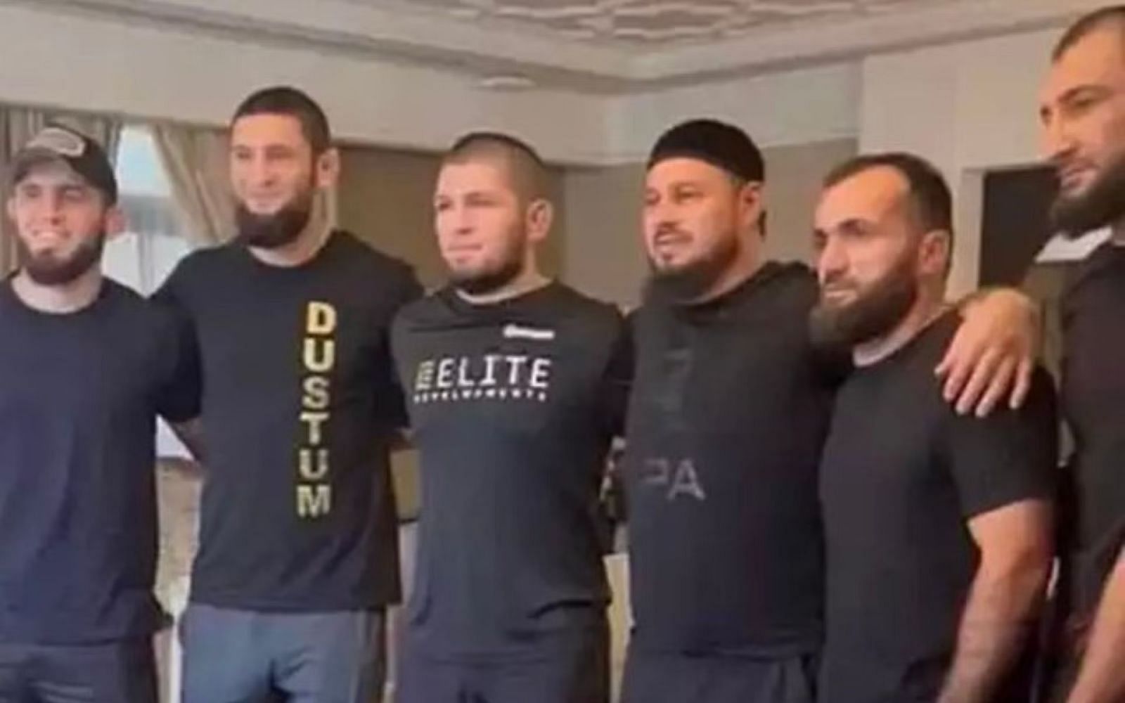 Khamzat Chimaev with Khabib Nurmagomedov&#039;s team