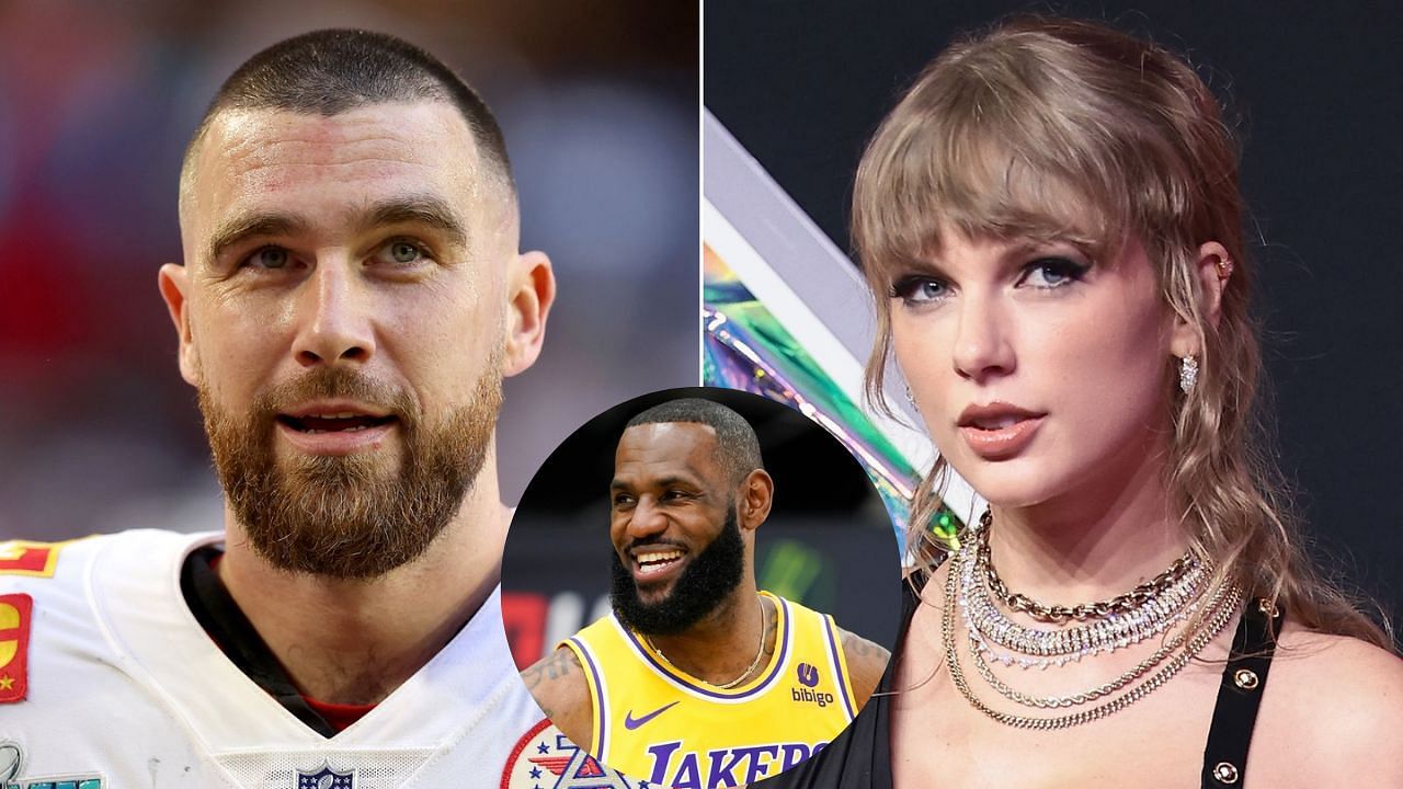 LeBron James gives his props to Travis Kelce and Taylor Swift.