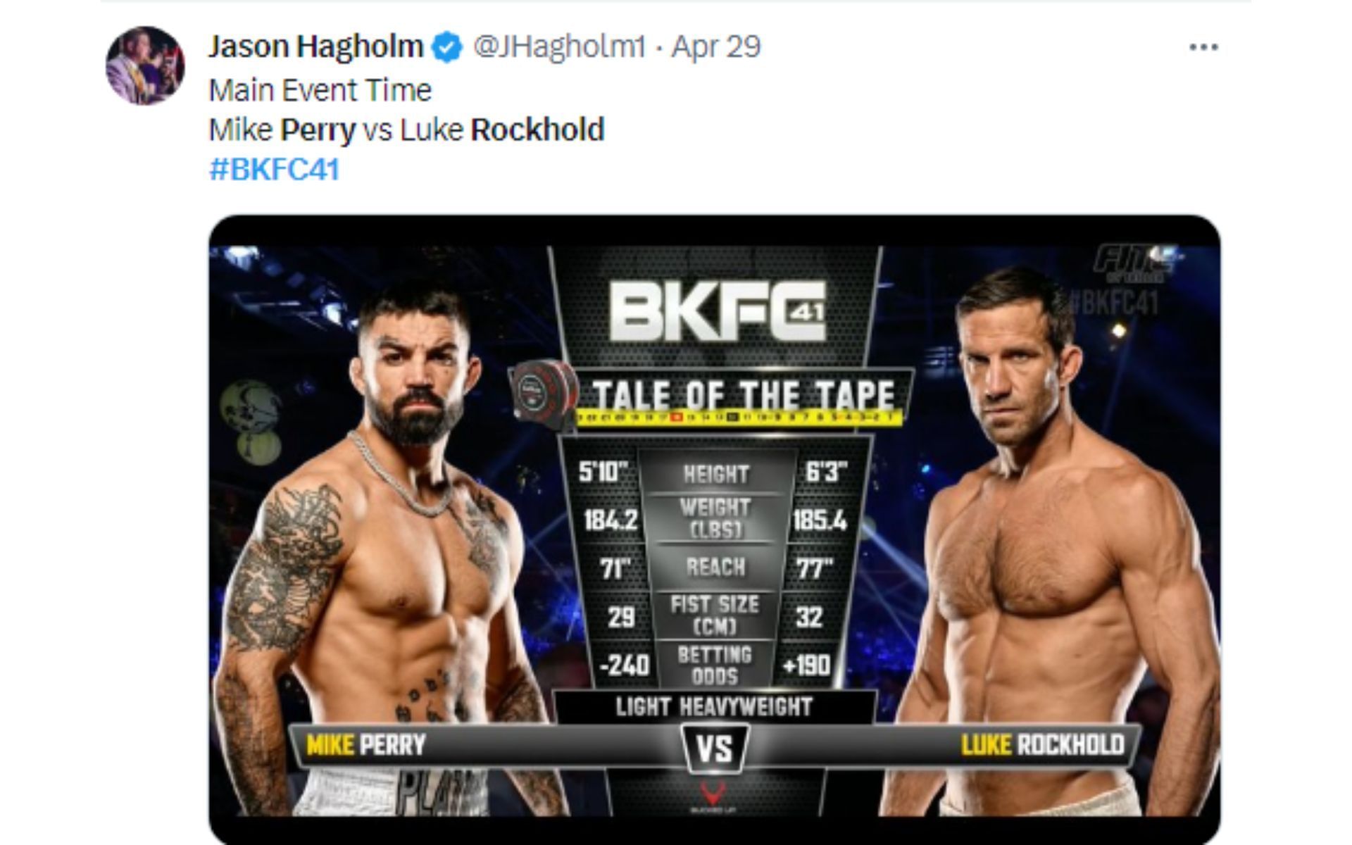 Tweet regarding BKFC 41