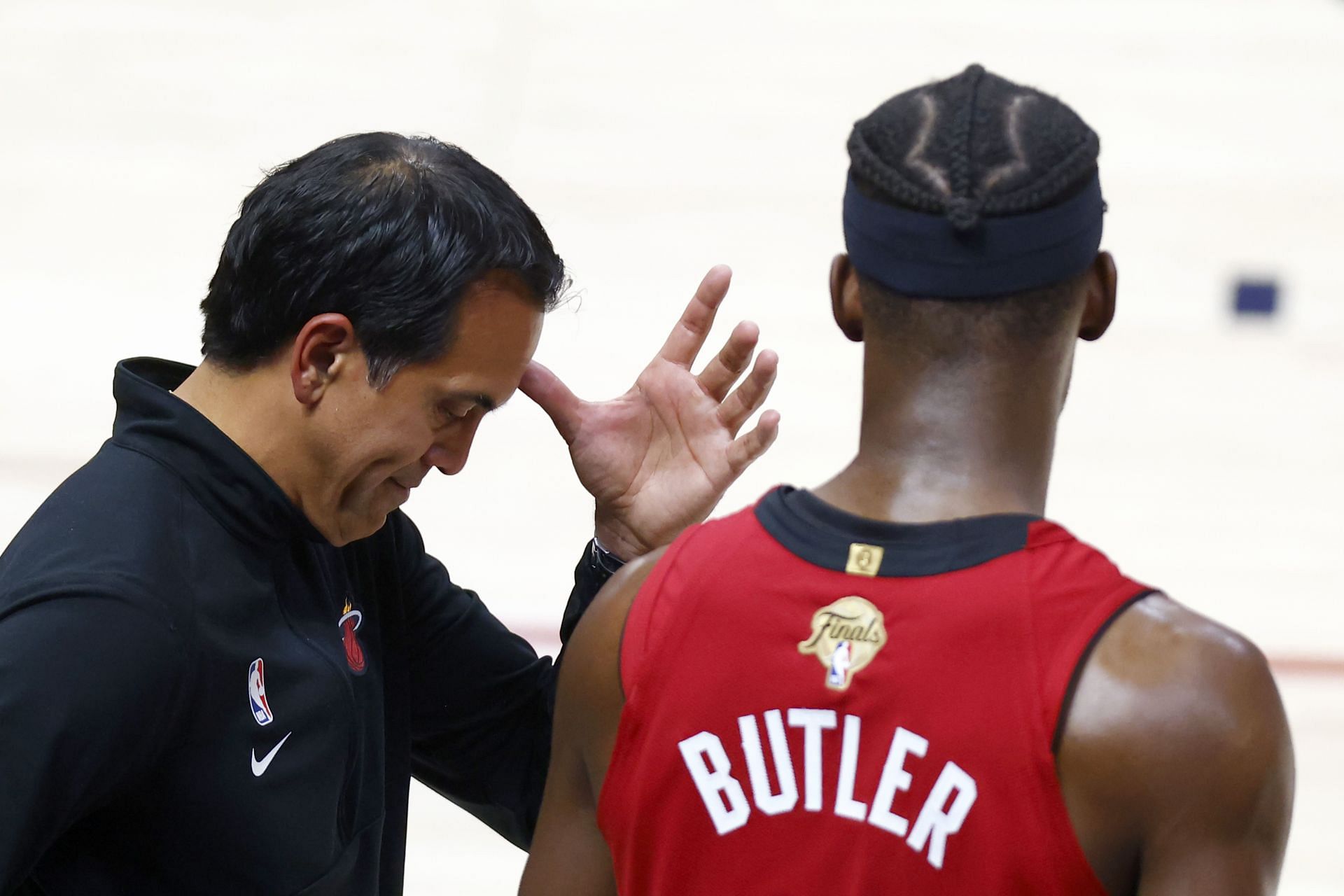 Miami Heat coach Erik Spoelstra and Heat superstar forward Jimmy Butler