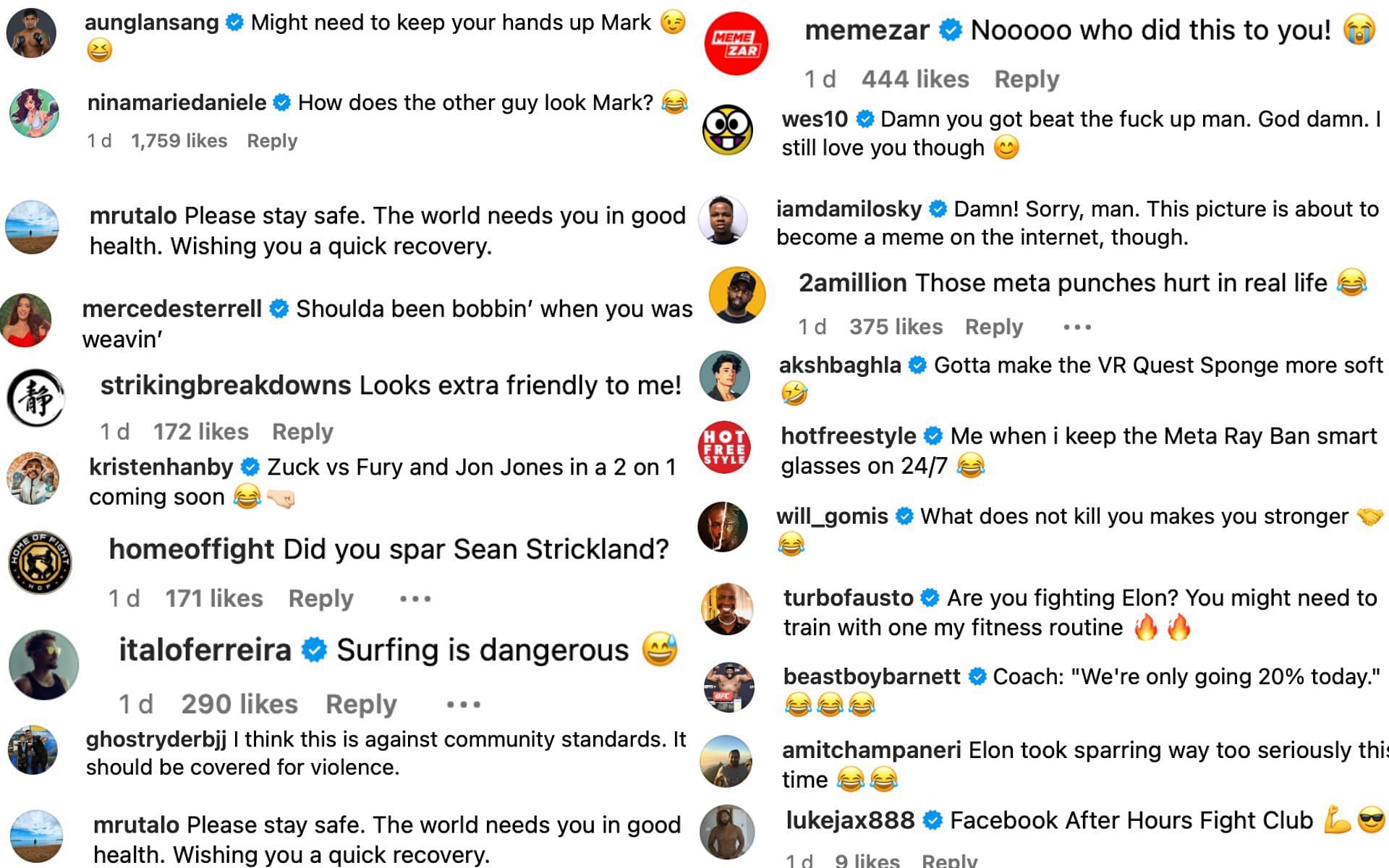 Fans react to Zuckerberg&#039;s selfie on Instagram. [via Instagram]