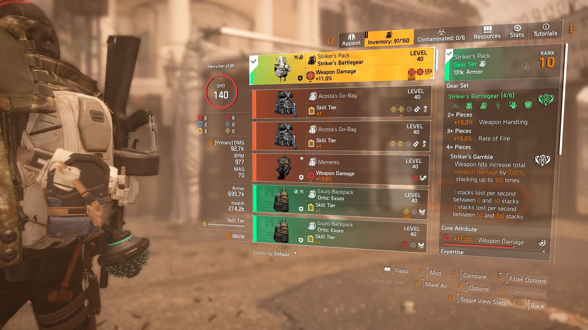 Striker backpack (Image via The Division 2)