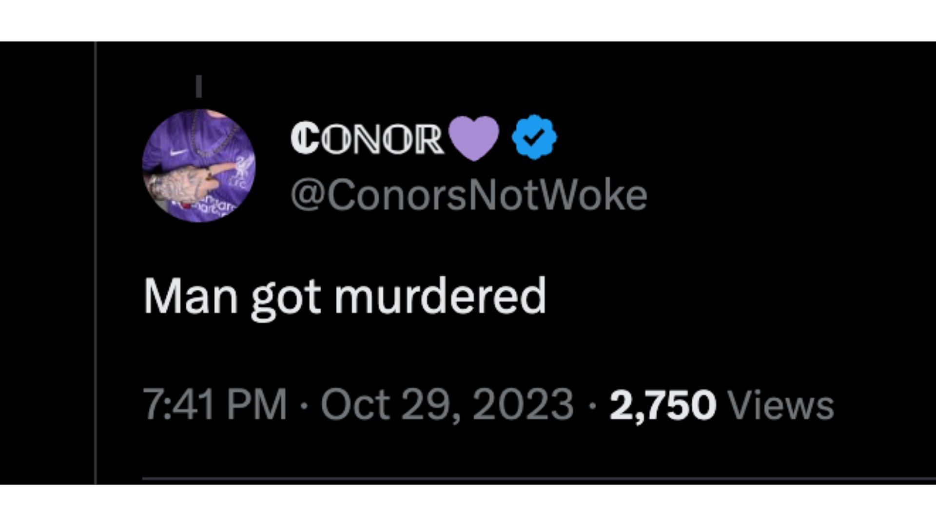 A fan reaction to his death (Image via Twitter/@ConornsNotWoke)