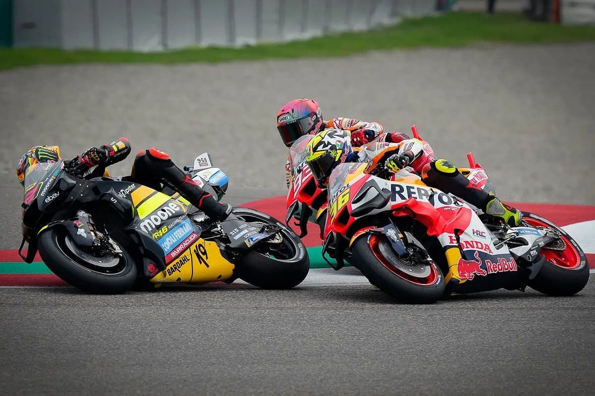 Marco Bezzechi and Marc Marquez battled it out for the final podium position
