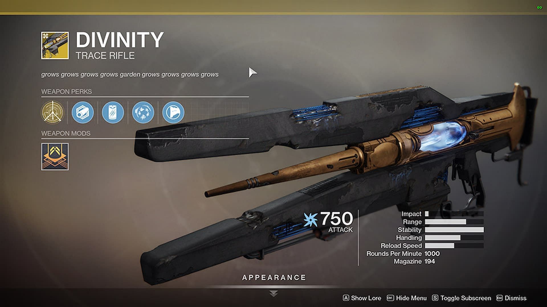 Divinity rifle in Destiny 2 (Image via Bungie)