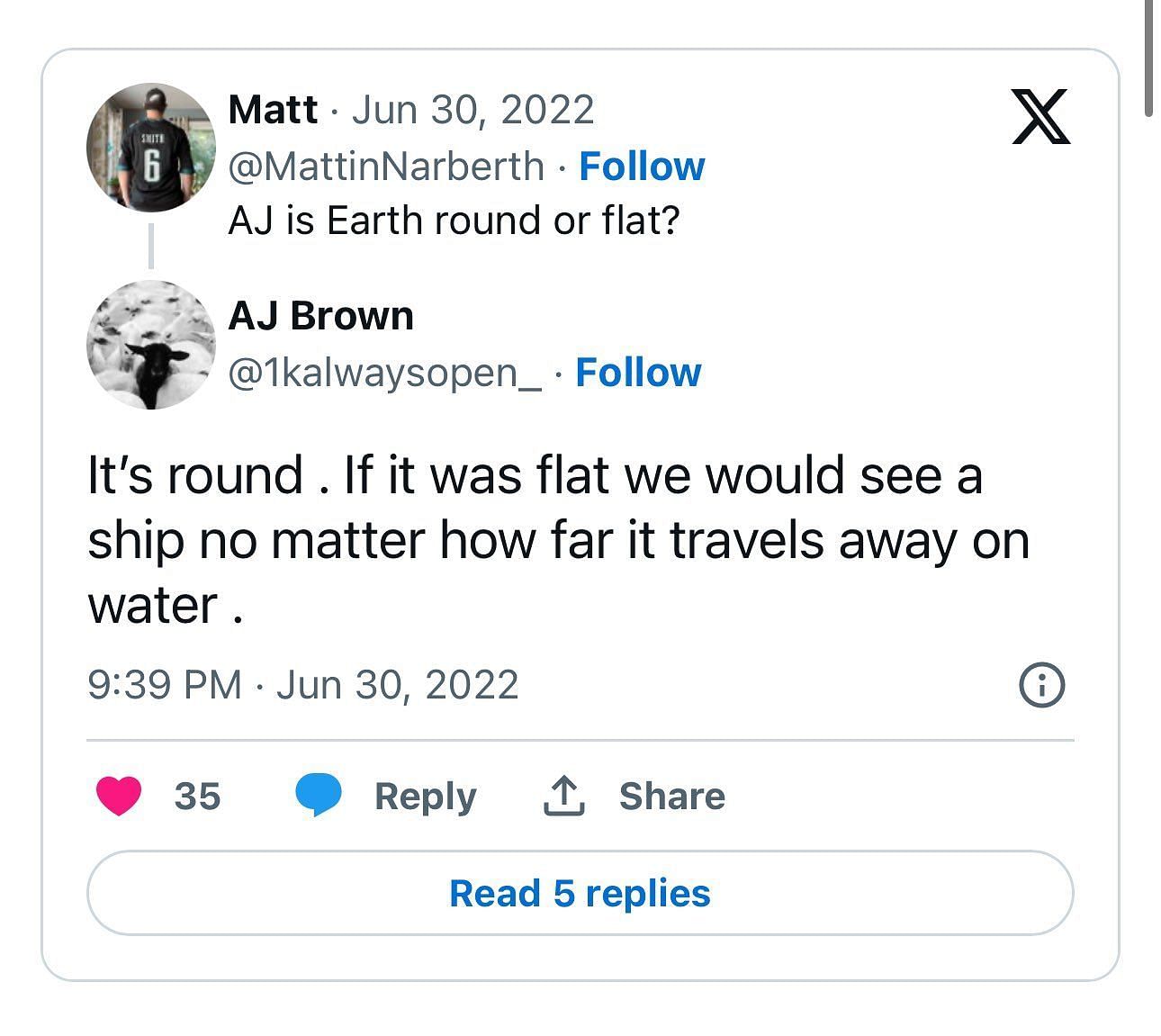 AJ Brown answering what the world&#039;s shape is