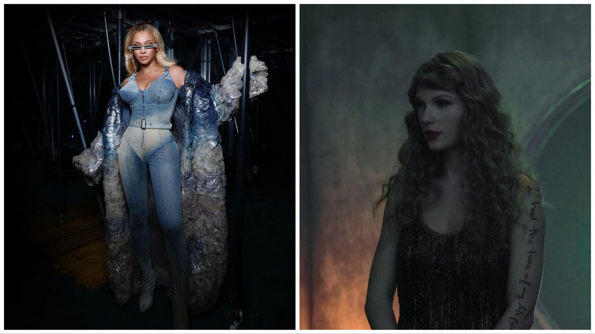 Taylor Swift on Eras Tour and Beyonce on her Renaissance tour (Images via official Instagram @taylorswift and @beyonce )