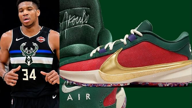 Watch: Giannis Antetokounmpo hilariously demands shoe swap from Damian Lillard while gifting Freak 5 to entire Bucks