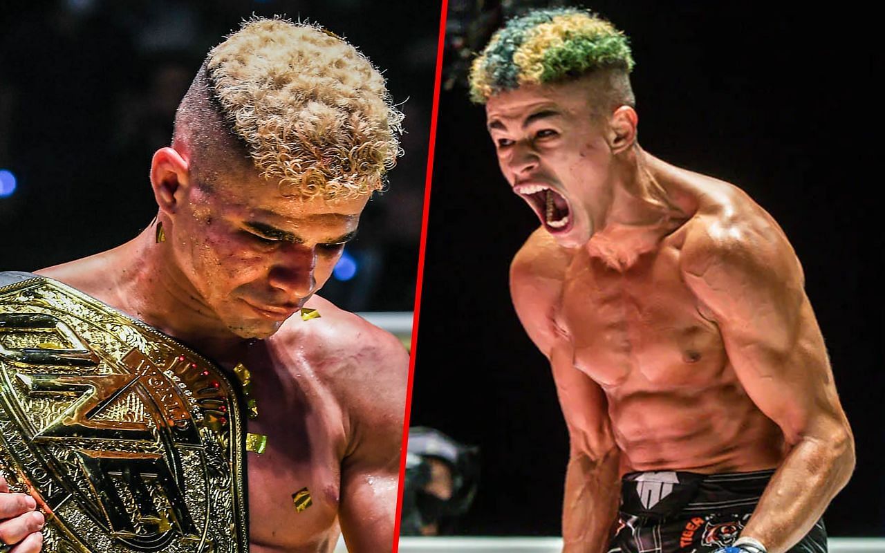 Fabricio Andrade (left) and Andrade celebrating his win (right) | Image credit: ONE Championship