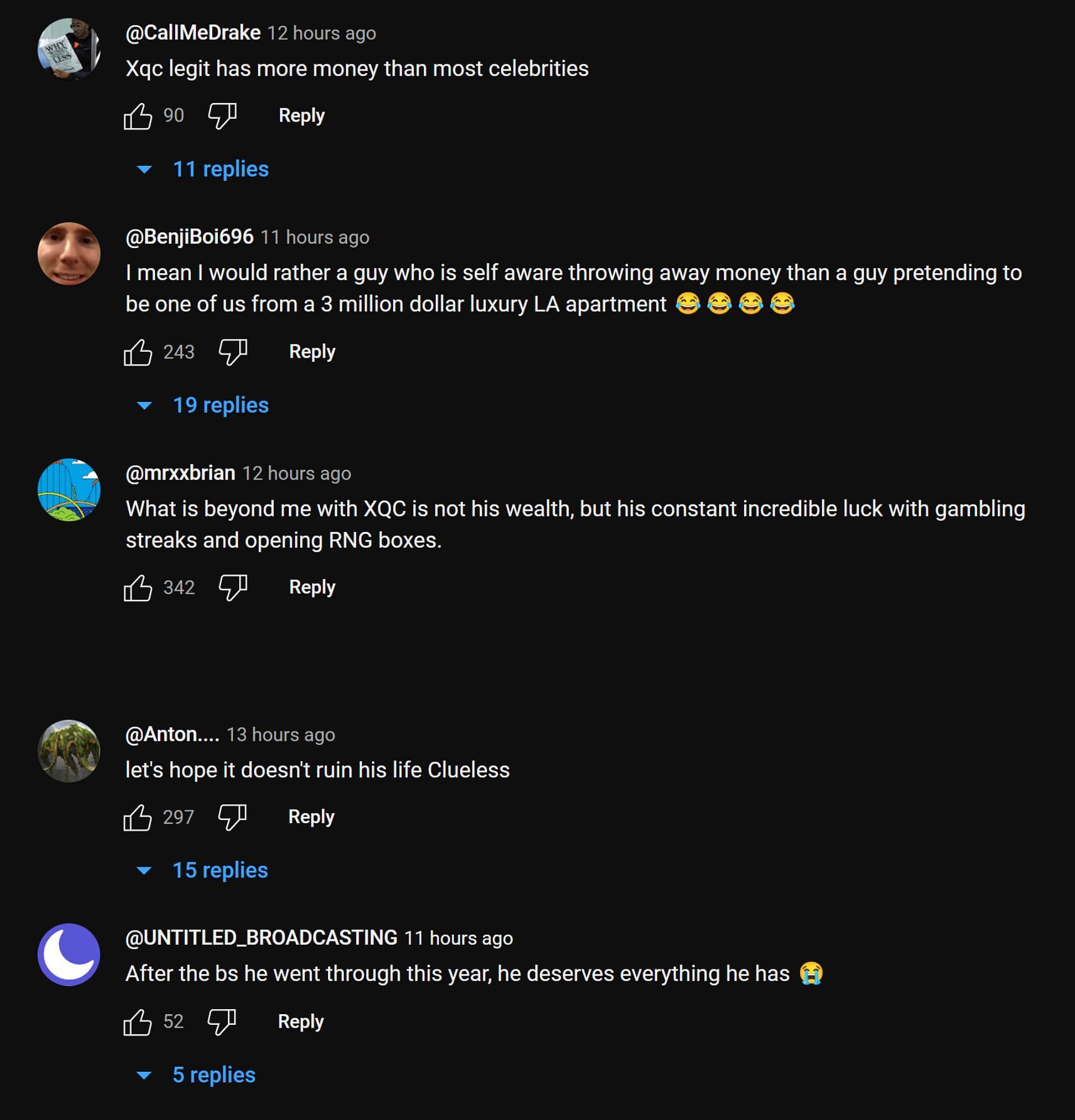 YouTube community&#039;s thoughts on the streamer&#039;s clip (Image via xQc Clips/YouTube)