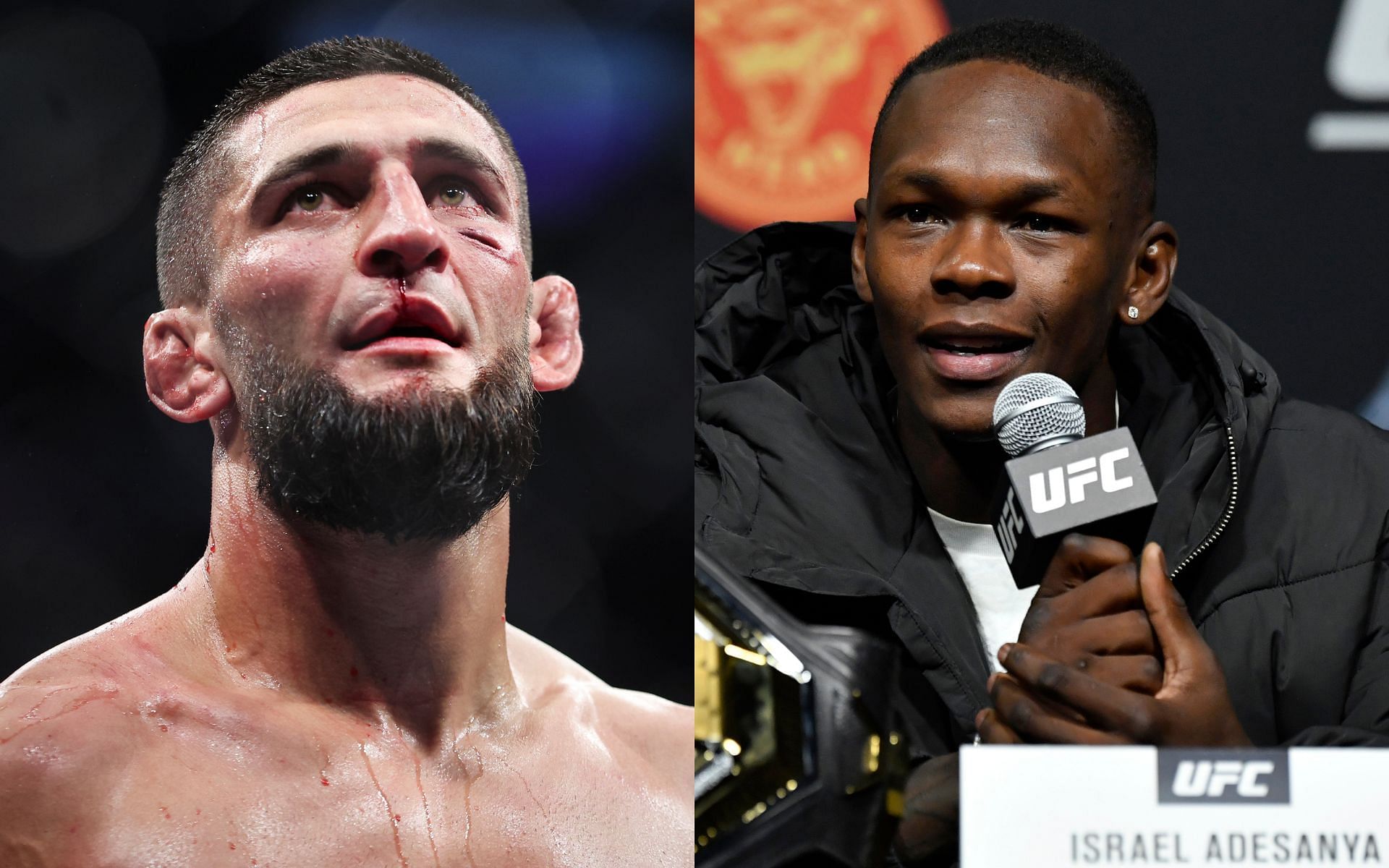 Khamzat Chimaev (left) and Israel Adesanya (right). [via Getty Images]