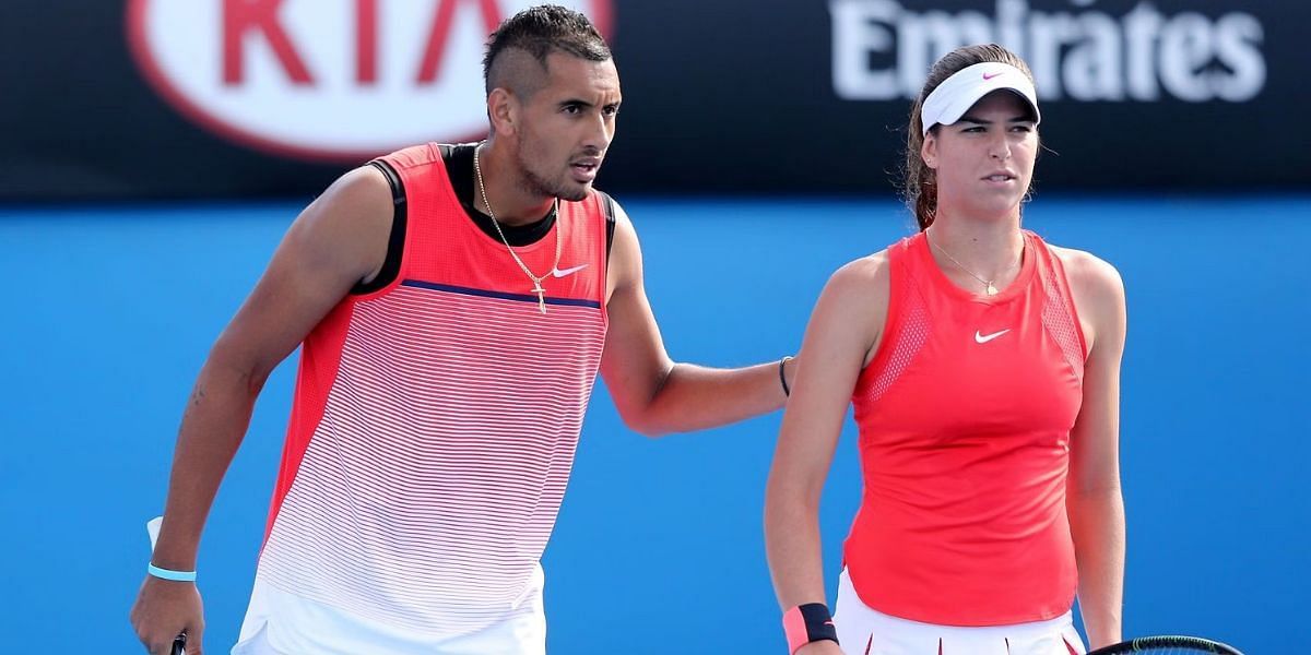 Nick Kyrgios and Ajla Tomljanovic pictured at the Australian Open 2016