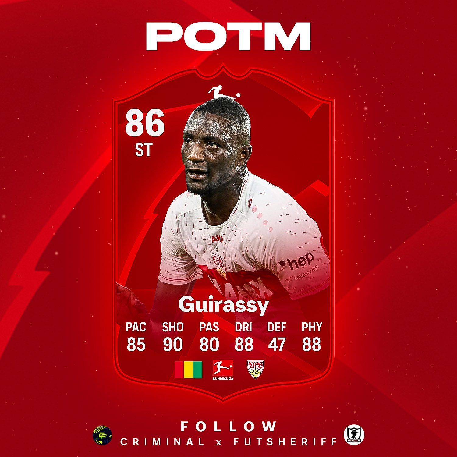 EA Sports FC 24 - 84 rated Serhou Guirassy September Bundesliga Player of  the Month (POTM) SBC cheapest solution and review! •
