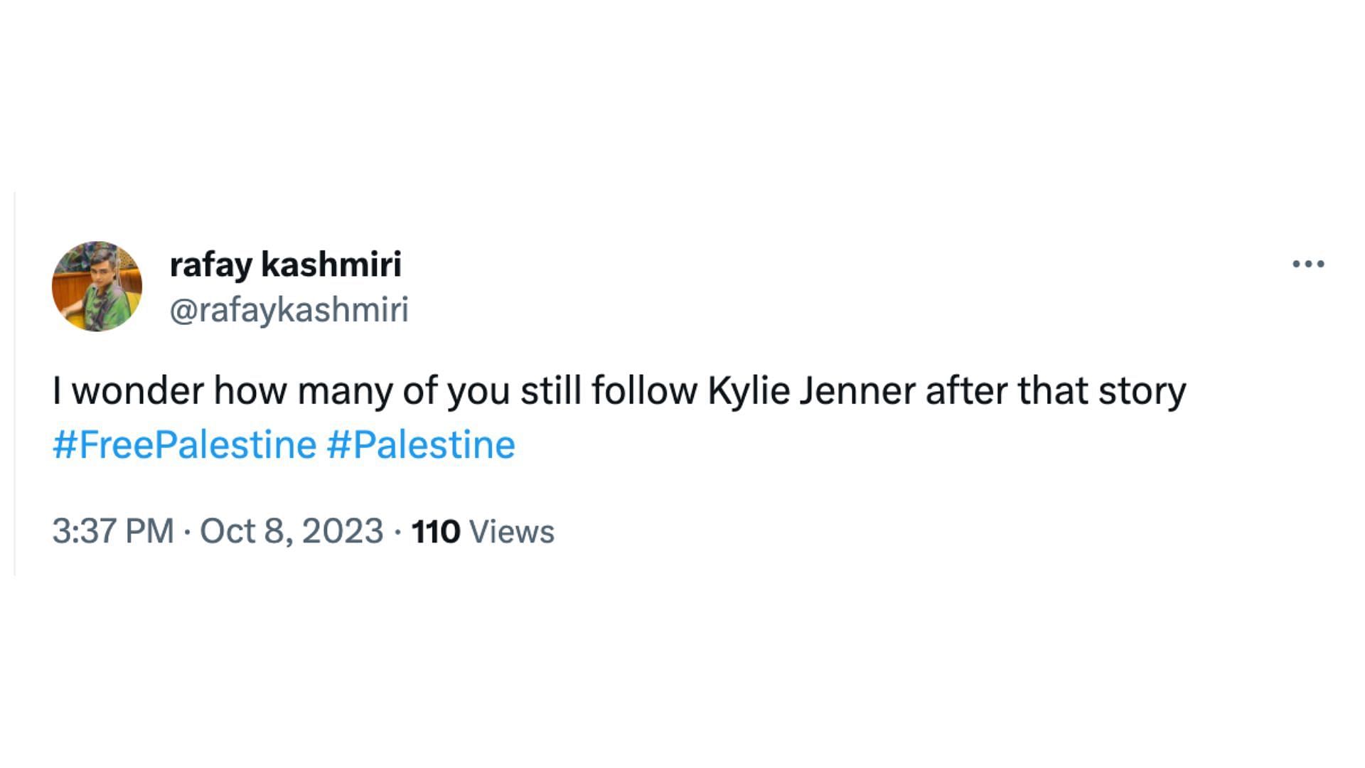 Kylie Jenner may be losing followers (Image via X/@rafaykashmiri)