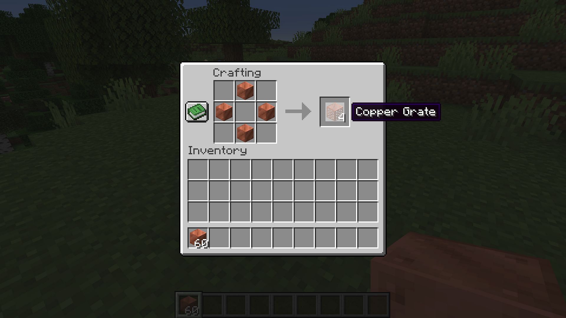Copper grates can be easily assembled by players in a crafting table (Image via Mojang)
