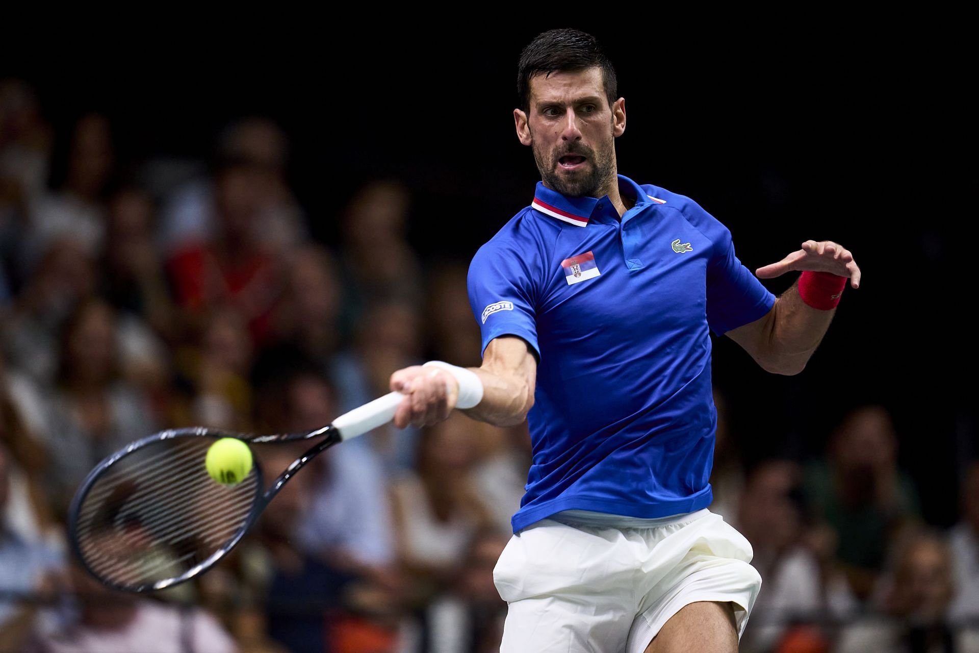 Novak Djokovic in action at the Davis Cup Finals