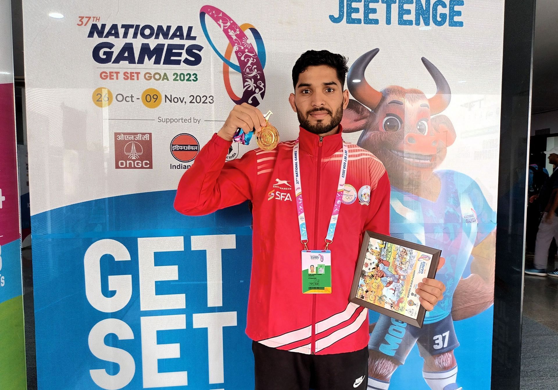 Uttarakhand&rsquo;s Suraj Panwar won gold medal in the men&rsquo;s 20km race walk at the 37th National Games in Goa on Monday. Photo credit: Navneet Singh 