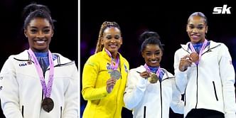 "Black girl magic" - Simone Biles on Rebeca Andrade and Shilese Jones completing all-black podium after winning all-round gold at world championships
