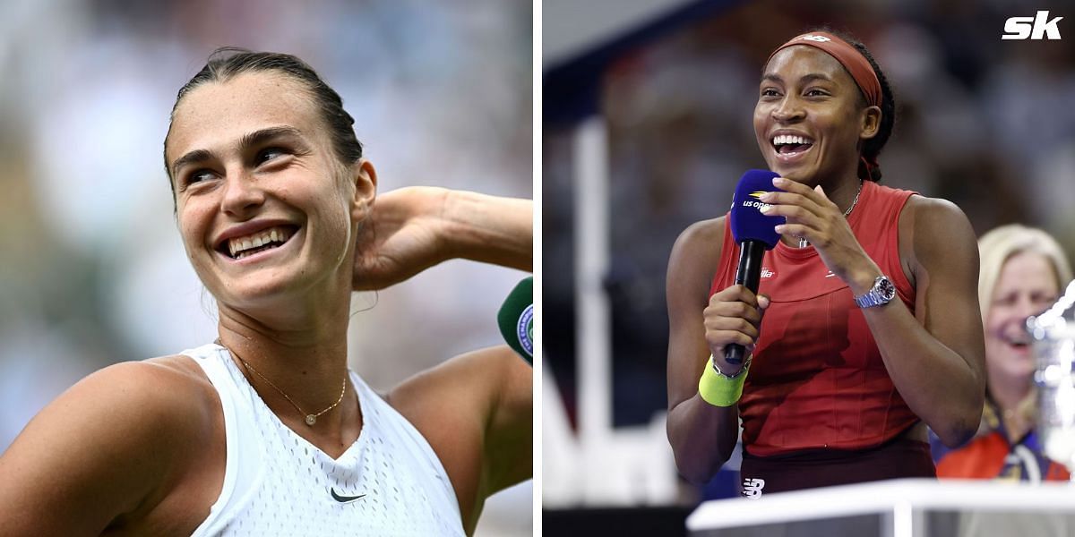 Aryna Sabalenka (L) and Coco Gauff