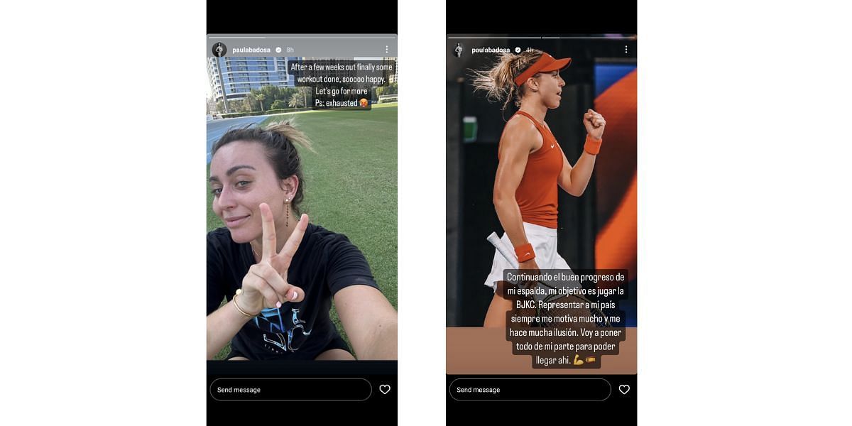Screenshot of Paula Badosa&#039;s Instagram stories.