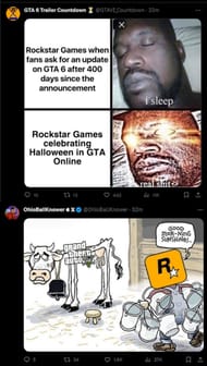 More memes about fans wanting to see a new game in the Grand Theft Auto series(Image via Twitter)