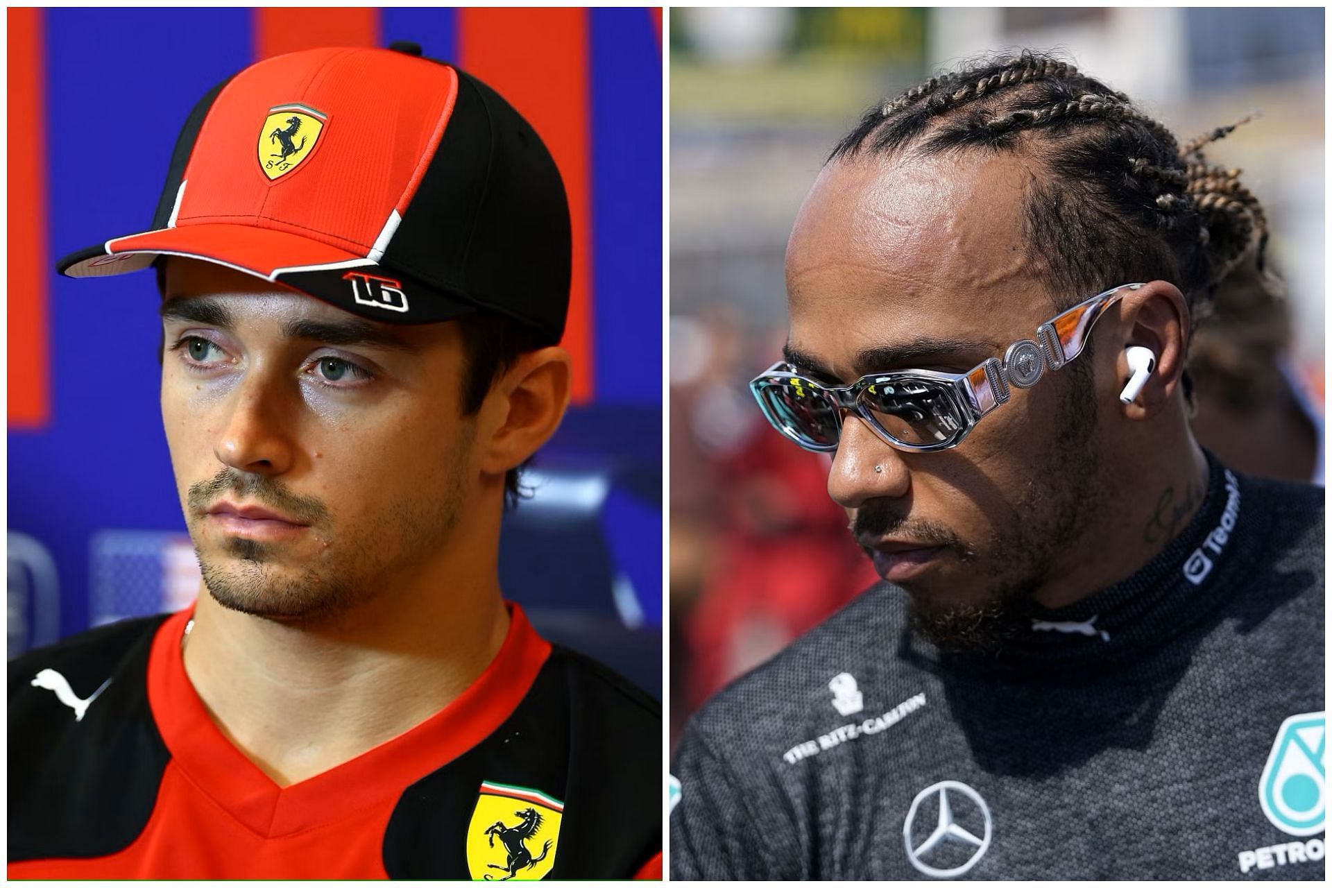 Charles Leclerc (L) and Lewis Hamilton (R) (Collage via Sportskeeda)