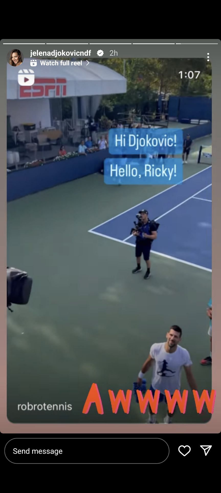 Jelena fondly reacts to Djokovic and superfan Ricky&#039;s memory timeline