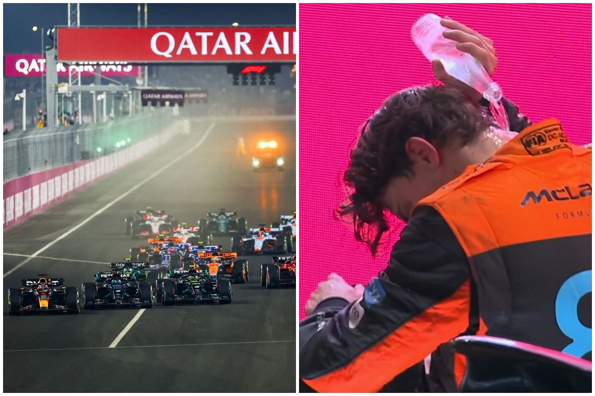 Many drivers were extremely exhausted due to intense weather conditions during the 2023 F1 Qatar Grand Prix (Collage via Sportskeeda)