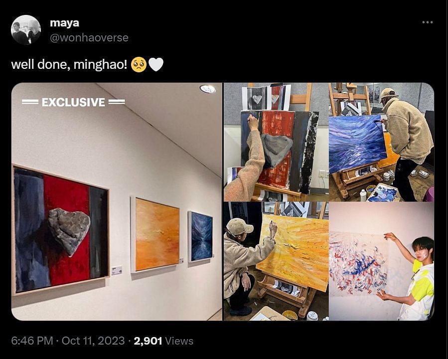 The8&#039;s paintings displayed at the stART exhibition, London (Image via Twitter/wonhaoverse)