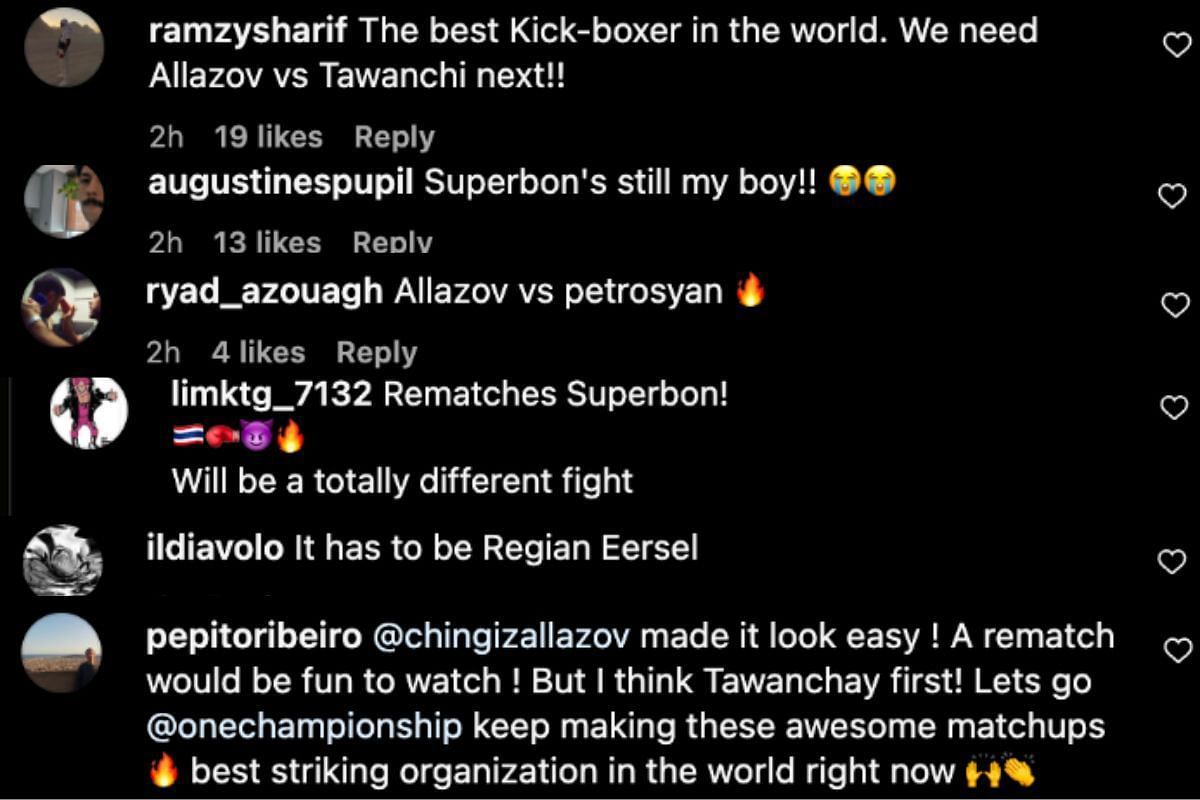 Screenshot of fans&#039; comments about Chingiz Allazov&#039;s next opponent